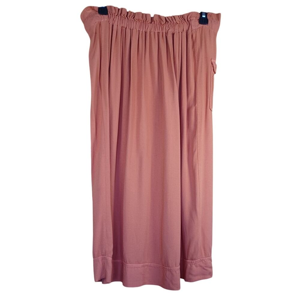 Women’s Terracotta Button-Front Utility Midi Skirt with Pockets and Tie Waist - Picture 3 of 8